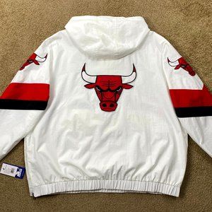 Chicago Bulls Starter Half Zip Pull Over Hooded Jacket WHITE SPRING 2023 M L XL